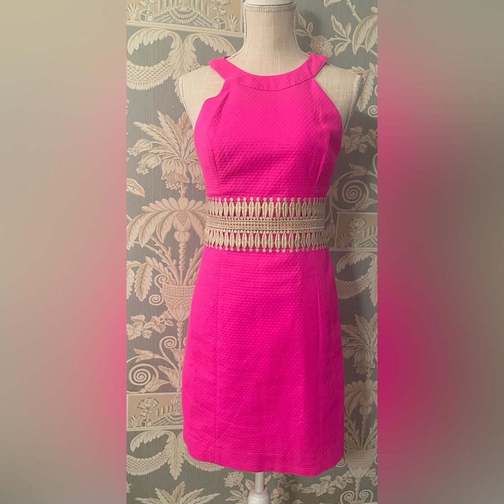 VGC Lilly Ashlyn Shift Dress. Size 2 Magenta Gold.ππ - Picture 4 of 17